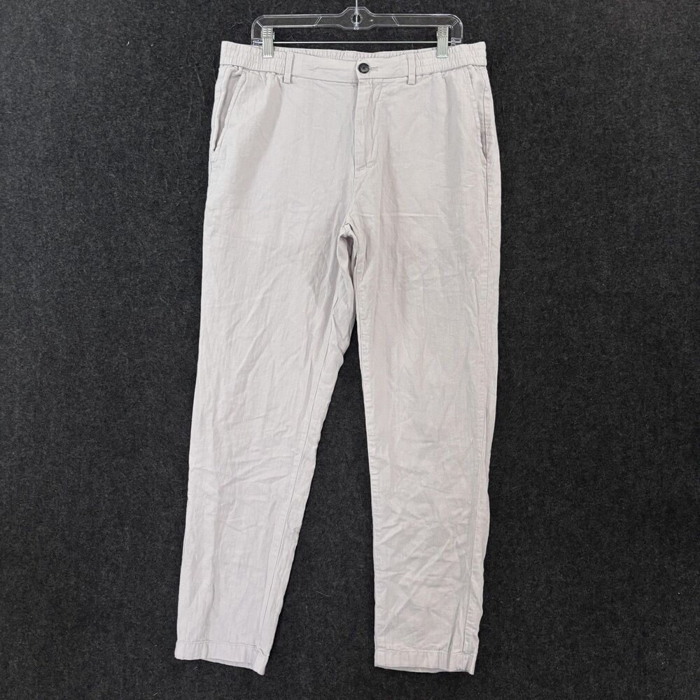 Banana Republic Mason Athletic Tapered Pants Men's 34x30 Gray Linen Chino